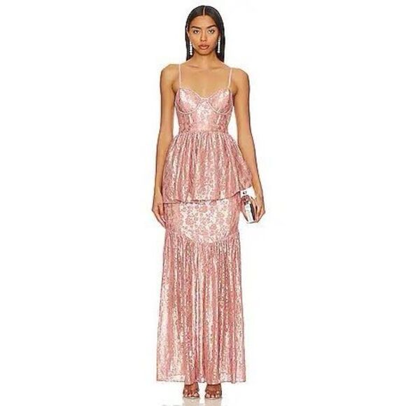 NWT For Love & Lemons x Revolve Shai Maxi Gown in Pink Size Medium - Picture 1 of 11